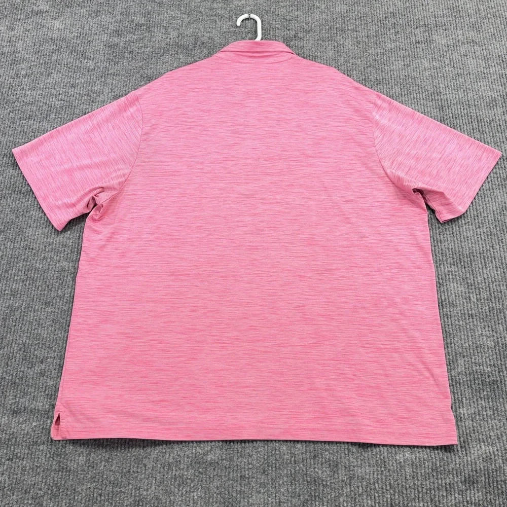 Roundtree & Yorke Performance Polo Shirt Mens 3XLT Pink Striped Big Tall Stretch